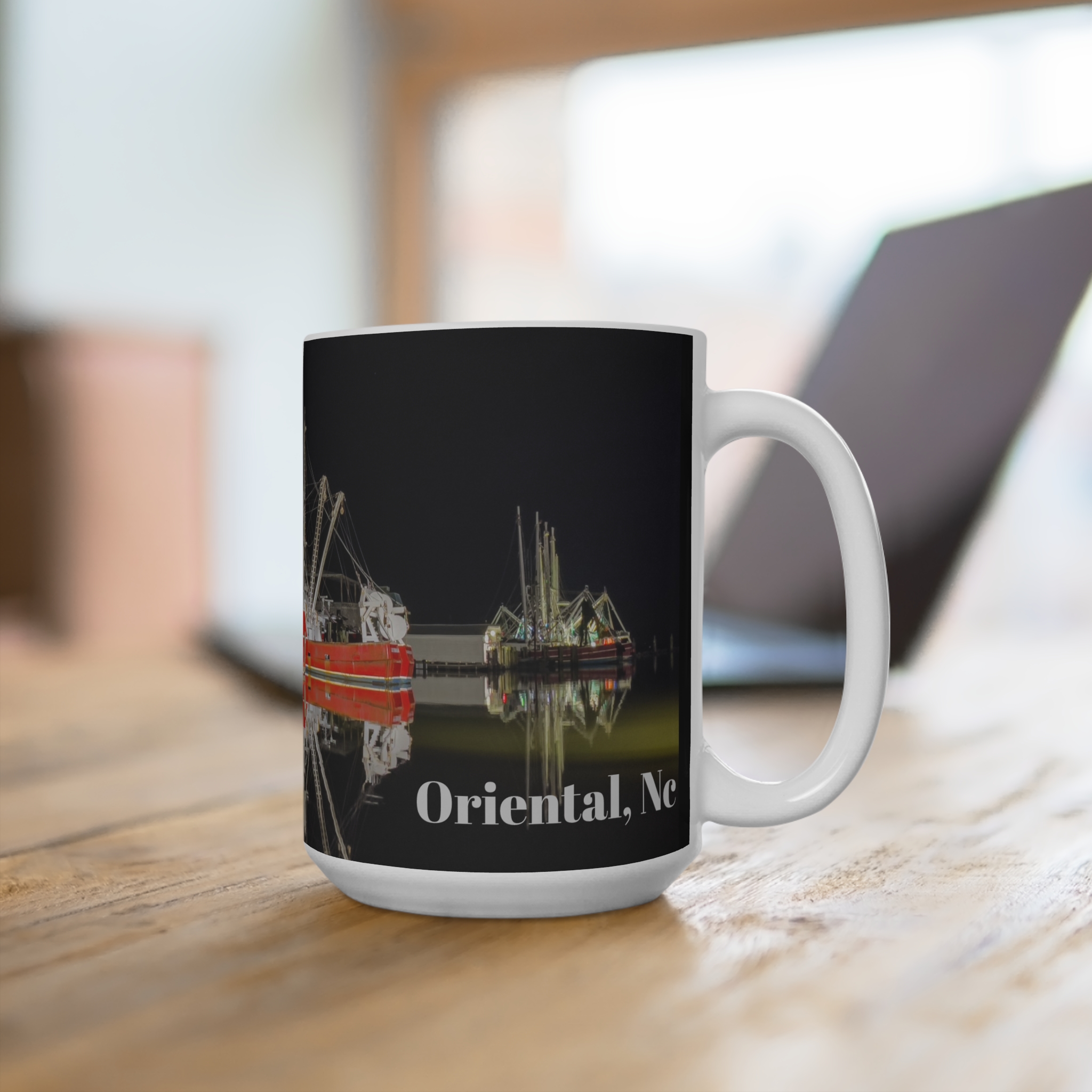 Oriental Red Trawler Mug — 15oz Ceramic Coffee Cup - Image 4